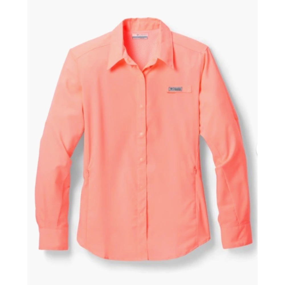 Columbia Women's Long Sleeve Sun Protection Shirt Coral Pink Omni Shade Size L